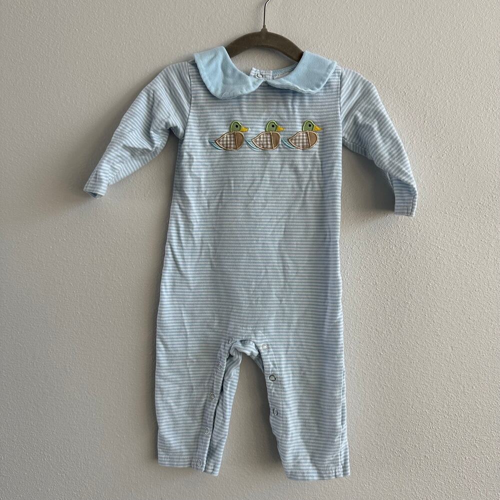 stitchy fish mallard striped embroidered playsuit Size 9M